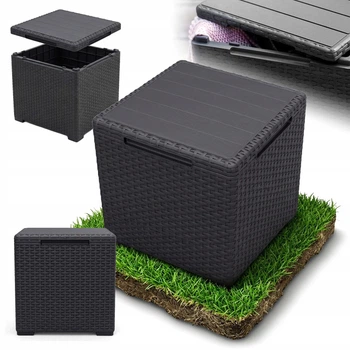 Садовый ящик-столик Keter Vigo Storage Box 37х37х37 см под ротанг, графитовый