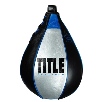 Пневмогруша боксерская TITLE Platinum Perilous Speed Bag кожаная серебристо-черная