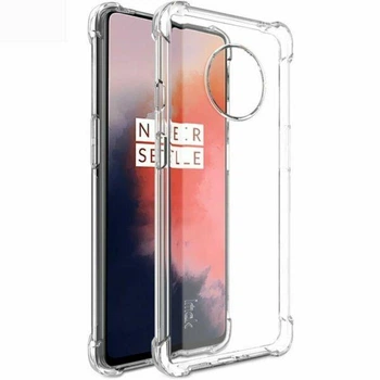 Чехол для OnePlus 7T с бронь углами и бортами выше экрана прозрачный