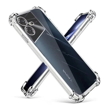 Чехол-накладка для Tecno Pova Neo 3 (LH6n) прозрачная с бронь углами с защитой камеры противоударная