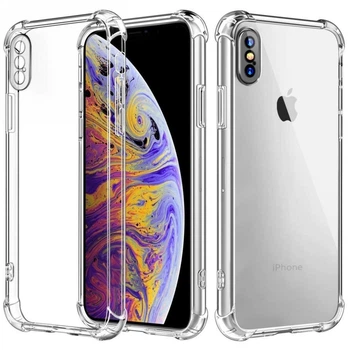 Чехол для Apple iPhone X / Xs прозрачный с бронь углами с защитой камеры (противоударный TPU)
