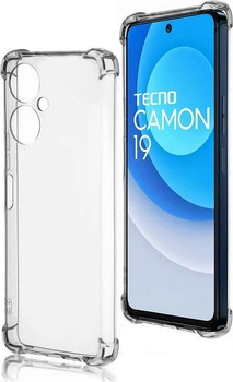 Прозрачный противоударный чехол для Tecno Camon 19 (Cl6n) с усиленными углами с защитой камеры (силикон TPU)