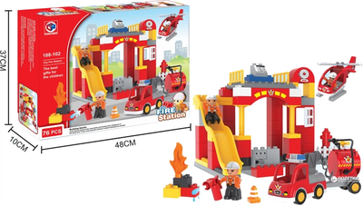 Дитячий конструктор Пожежна станція KID'S HOME TOYS 188-102 з великими деталями 76 елементів