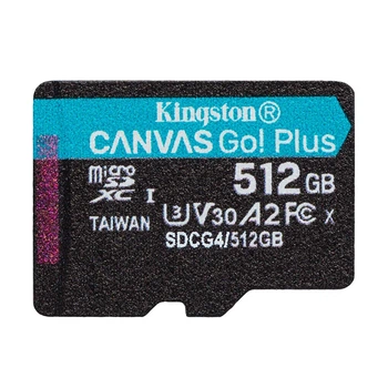 Карта памяти microSDXC Kingston Canvas Go Plus 512 GB UHS-I U3 V30 A2 для камер и смартфонов