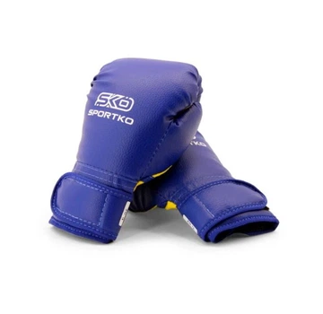 Рукавички бокс SPORTKO ПД2 комбінована шкіра синій 6oz