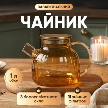 Стеклянный чайник заварник для чая с носиком 1 л чайник для заварки чая с фильтром