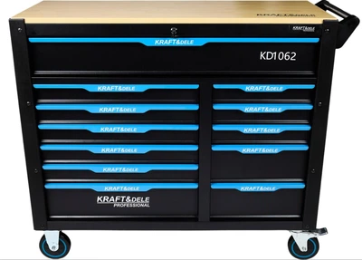 Инструментальная тележка 501 предмет Kraft&Dele KD1062 колеса с тормозами для СТО и мастерской 12 ящиков
