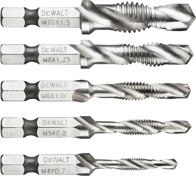 Zestaw wierteł–gwintowników DeWalt Impact Ready M3, M4, M5, M6, M8 5 szt (5054905286149)