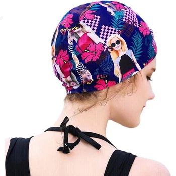 Купальная шапочка для плавания Barbie Fashion с принтом и длинными волосами, защищающая уши. Женский купальник из эластичной, удобной, быстросохнущей и дышащей ткани.