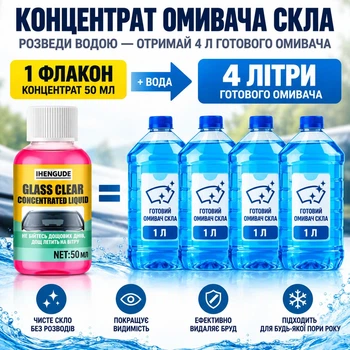 Концентрат стеклоомывателя IHENGUDE 50 мл на 4 л - очиститель лобового стекла автомобиля без разводов