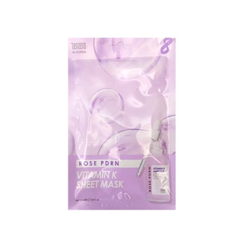 Маска тканевая Tenzero для лица Rose PDRN Vitamin K Ampoule Sheet Mask укрепляющая с экстрактом розы, PDRN и витамином К 25мл