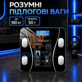 Умные напольные весы электронные весы для тела Smart 17A до 180 кг с Bluetooth Черные