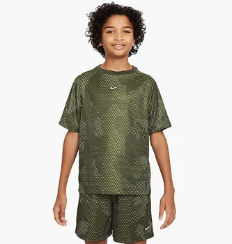 Футболка детская Nike Youth Dri-Fit Military Printed Top XS Зеленая FN8694-325