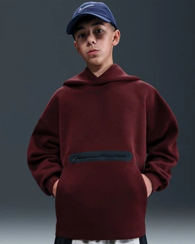 Подростковое худи Nike Sportswear Tech Fleece L Бордовое HV1198-619