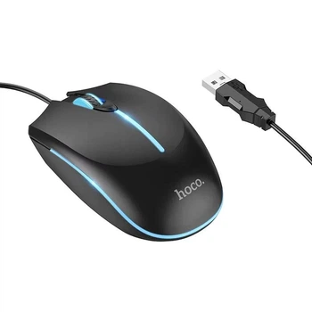 Мышь проводная Hoco GM37 Wonderful Luminous USB с подсветкой черная