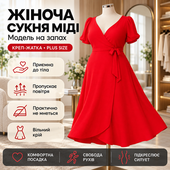 Нежное летнее красное платье FlairDress 50 размер платья прямого свободного кроя 12547 женское элегантное вечернее