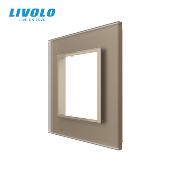 Рамка 1-постовая LIVOLO, закалённое стекло, золотая матовая, 80×80 мм (VL-P7E-2AS06)