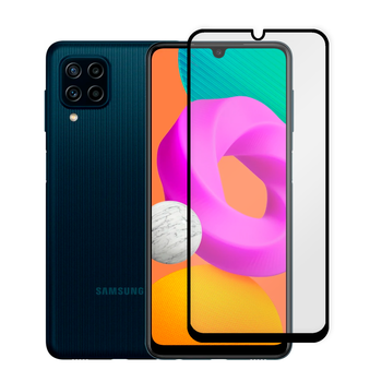 Защитное стекло для телефона Samsung Galaxy M22 4G (SM-M225F) противоударное полноэкранное черное (с олеофобным покрытием)