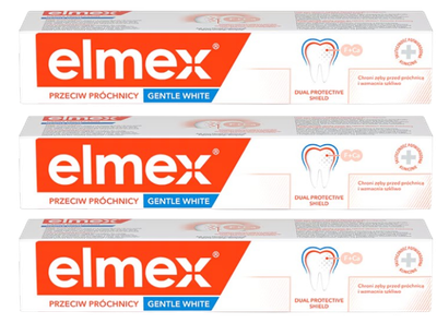 Zestaw past do zębów Elmex Caries Protection Whitening z fluorem 3 x 75 ml (8590232000272)