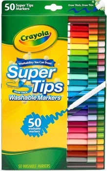 Фломастери Crayola 7555 набір 50 кольорів з конічним наконечником що змиваються з нетоксичним чорнилом для дітей від 3 років для малювання - Уцінка