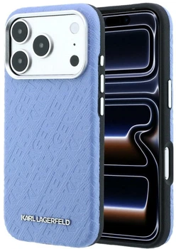 Чохол для смартфона Karl Lagerfeld Grained Allover Logo Metal Elongated MagSafe для Apple iPhone 17 Pro Max/18 Pro Max Blue (KLHMP18XPSKLFOFB)