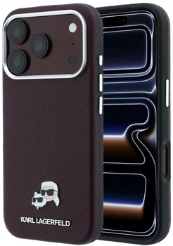 Чохол для смартфона Karl Lagerfeld Grained Choupette Head Metal MagSafe для Apple iPhone 17 Pro Max/18 Pro Max Burgundy (KLHMP18X6PSKCHLR)