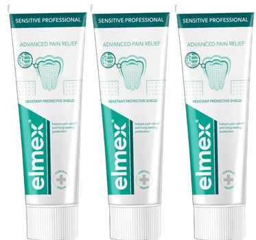 Zestaw past do zębów Elmex Sensitive Professional Trio z fluorem 3 x 75 ml (8590232000425)