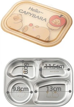 Ланч-бокс Maxcook MCFT9156 зі сталі 316L з 4 відділеннями та кришкою, для мікрохвильовки