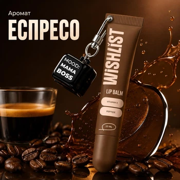 Бальзам блиск для губ Espresso Noir WishList, 10 мл + брелок "Mood: Mama Boss" WL-03-741