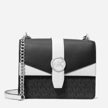 Сумка кросс-боди через плечо женская маленькая Michael Kors Greenwich Small Color-Block Signature Logo Белая (791853429611)