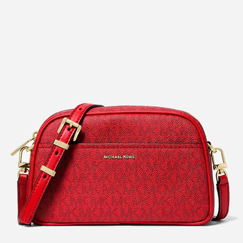 Сумка кросс-боди через плечо женская маленькая Michael Kors Jet Set Small Signature Logo Camera Crossbody Красная (197853978706)