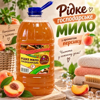 Рідке мило для господарських потреб Чарівниця 5 л, аромат Персика