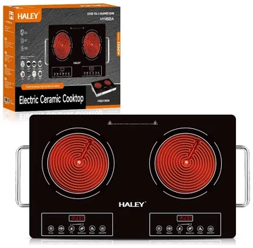 Настольная инфракрасная плита Haley HY-1812A — двухконфорочная электрическая, 3500 Вт, сенсорное управление, стеклокерамическая поверхность (3326)