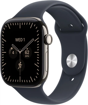 Смарт-годинник Apple Watch Series 12 GPS + Cellular 46mm Natural Titanium Case with Navy Blue Sport Band - M/L (MJGN4RK/A)