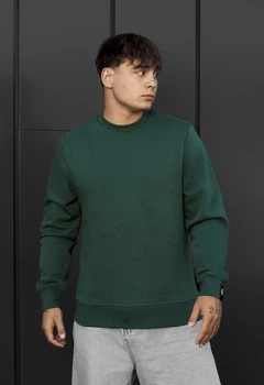 Мужской свитшот стаф зеленый базовый на флисе Staff green basic fleece L (403454)