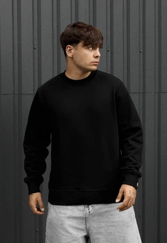 Мужской свитшот Стафф чёрный базовый на флисе Staff black basic fleece XXXL (403314)