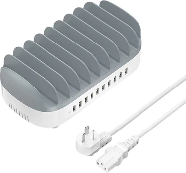 Комплект Зарядное устройство ORICO 120W 10xUSB-A + Кабель White (DUK-10P)