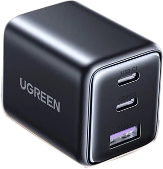 Зарядное устройство UGREEN GaN 30 Вт трехпортовое USB и Type-C для iPhone 15-17 Pro Max, Huawei и часов