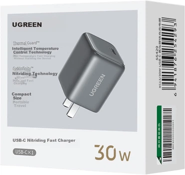 Зарядное устройство UGREEN PD 30 Вт Type-C GaN для iPhone 17 Pro Max, 16, 15 Air, Huawei и iPad