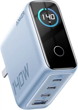 Зарядное устройство ANKER А2697 140W GaN с дисплеем Blue