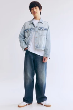 Джинси бочки Barrel leg підліткові для хлопців H&M сині 158 бавовняний денім