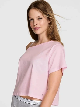 Футболка бавовняна коротка жіноча Victoria's Secret 27160053 M Рожева (1256695841)