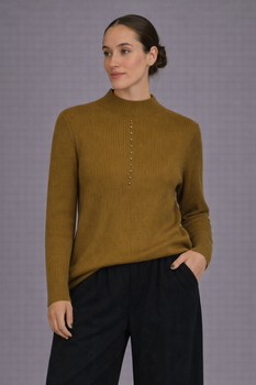 Жіночий светр з перлами LITURE MKLT95902-1 - Oversize 42/52, Оливковий