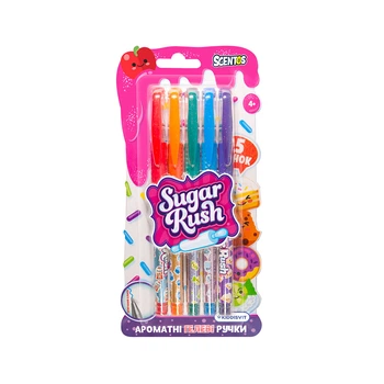 Набор гелевых ручек Scentos Sugar Rush 5 цветов с ароматными чернилами для детского творчества и развития мелкой моторики малышей