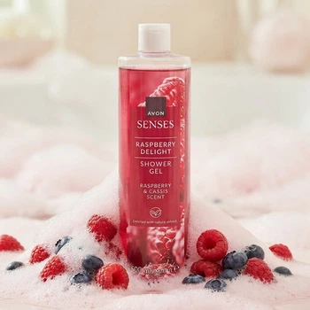 Гель для душу «Малинове задоволення» малина та чорна смородина , Avon Senses 500 ml