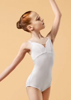 Купальник для танців із бретелями BRIELLE мікрополіамід+сітка, white, 134см