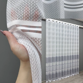 Тюль VR-Textil 1929т Жаккард Белый с серым 300х270 см (40-837)