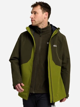 Куртка демисезонная с капюшоном мужская Jack Wolfskin Stonetrail 3In1 Jkt M A66291-E0337 M Зеленая (4064886752992)