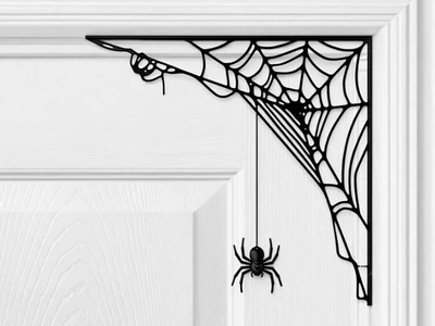 Декоративная угловая паутина на Хэллоуин с пауком на дверной проем или окно Halloween Storm