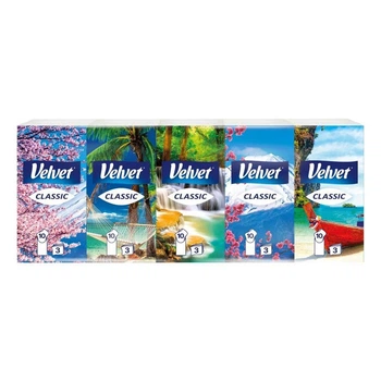 Платки носовые Velvet Classic трехслойные 10*10 шт